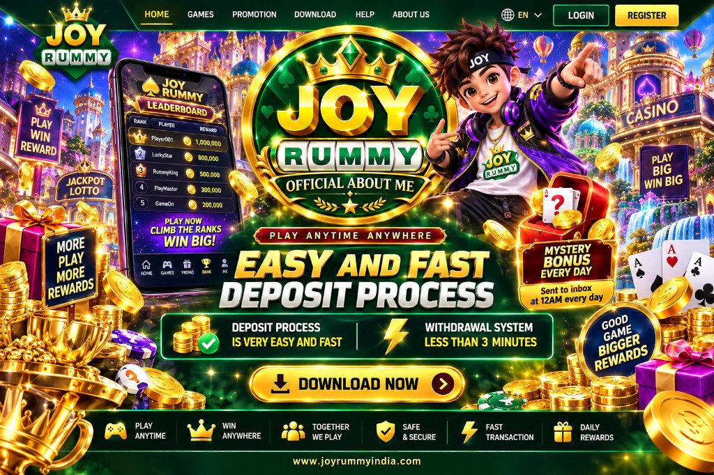JoyRummy home banner with official brand scene
